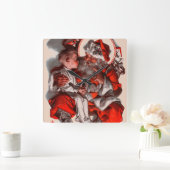 Santa's Lap Vierkante Klok (Huis)