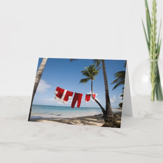 Santa's Laundry op het strand Feestdagen Kaart (Voorkant)