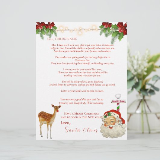 Santa's Letter Reindeer North Pole Red Bows (Staand voorkant)