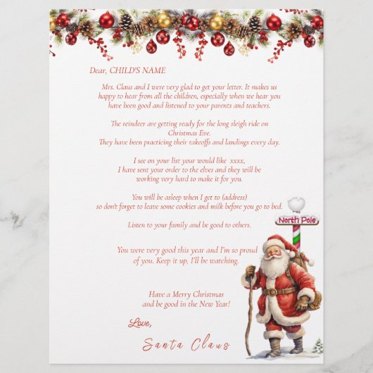 Santa's Letter to Child Rendier Noordpool (Voorkant)