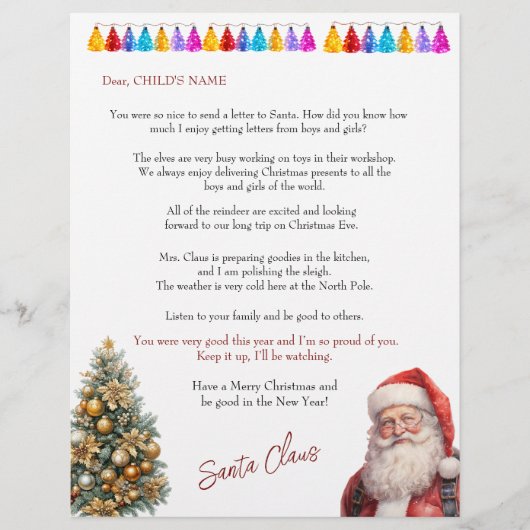 Santa's Letter to Children Christmas Lights Tree (Voorkant)