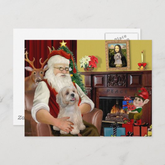 Santa's Lhasa Apso (R2) Feestdagenkaart (Voorkant / Achterkant)