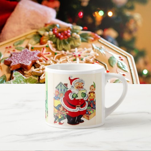 Santa's List Add NAME Childs Small Kerstmis Espresso Kop