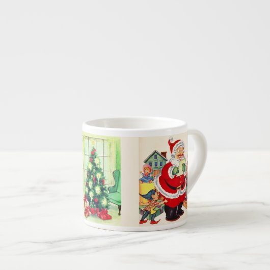 Santa's List Add NAME Childs Small Kerstmis Espresso Kop (Voorkant rechts)