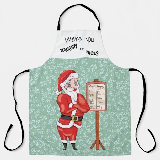 Santa's List Naughty of Nice Apron Schort (Voorkant)