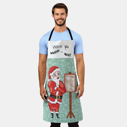 Santa's List Naughty of Nice Apron Schort (Gedragen)