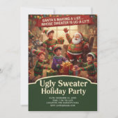 Santa's List Ugly Sweater Holiday Party Dramatic Kaart (Voorkant)