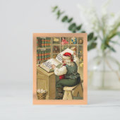 "Santa's List" Vintage Feestdagenkaart (Staand voorkant)