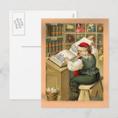 "Santa's List" Vintage Feestdagenkaart (Voorkant / Achterkant)