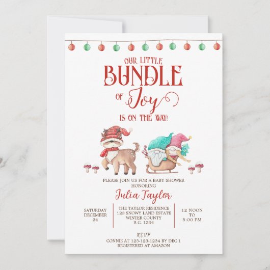 Santa's Little Bundle of Joy, Winter Baby shower Kaart (Voorkant)