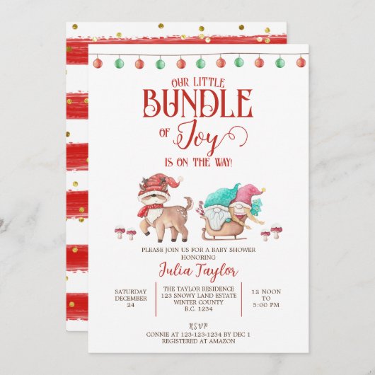 Santa's Little Bundle of Joy, Winter Baby shower Kaart (Voorkant / Achterkant)