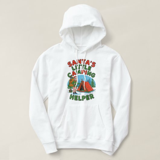 Santa's Little Camping Helper Christmas Elf Design Hoodie (Design voorkant)