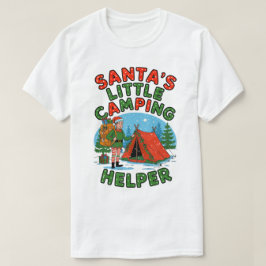 Santa's Little Camping Helper Christmas Elf Design T-shirt