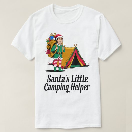 Santa's Little Camping Helper Kerstontwerp T-shirt (Design voorkant)