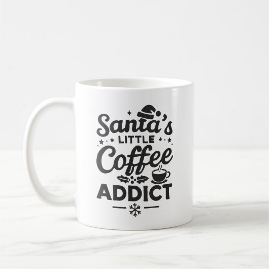 Santa's Little Coffee Addict - Grappige Kerstkaart Koffiemok (Links)