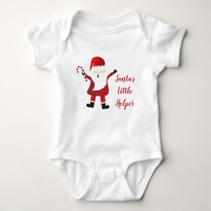 Santas Little Helper Candy Cane Red Romper