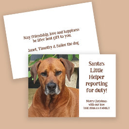 Santa's Little Helper Custom Pet Foto Kerstmis Feestdagenkaart