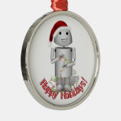 Santa's Little Helper - Cute Robot, Robo-x9 Metalen Ornament (Rechts)