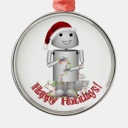 Santa's Little Helper - Cute Robot, Robo-x9 Metalen Ornament (Voorkant)