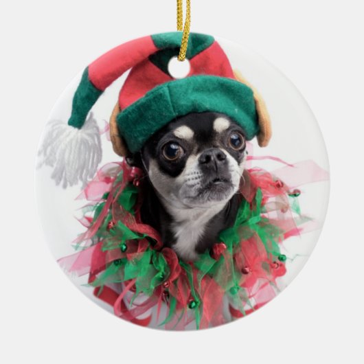 Santa's Little Helper Elf Dog Metalen Ornament (Voorkant)