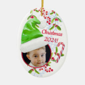 Santa's Little Helper Elf Pet Foto met Kerstmis Keramisch Ornament (Voorkant)