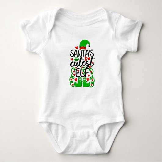 Santa's Little Helper Elf Pet laat groen rood zien Romper (Voorkant)