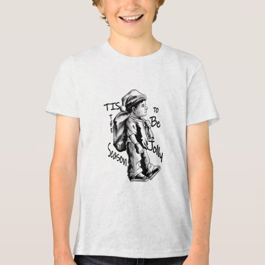 Santa's Little Helper in actie Tri-Blend Shirt (Voorkant)