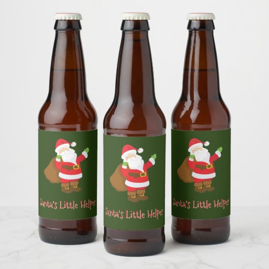 Santa's Little Helper Jolly St Nick Sack van gesch Bier Etiket (Flessen)