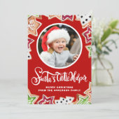 Santa's Little Helper Kerstkoekjesfoto Feestdagenkaart (Staand voorkant)