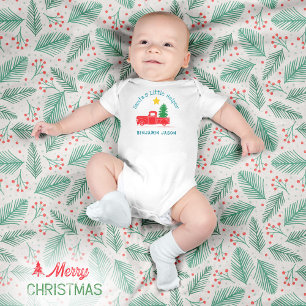 🎅 Santa's Little Helper Naam 🚛Truck Tree Star Romper