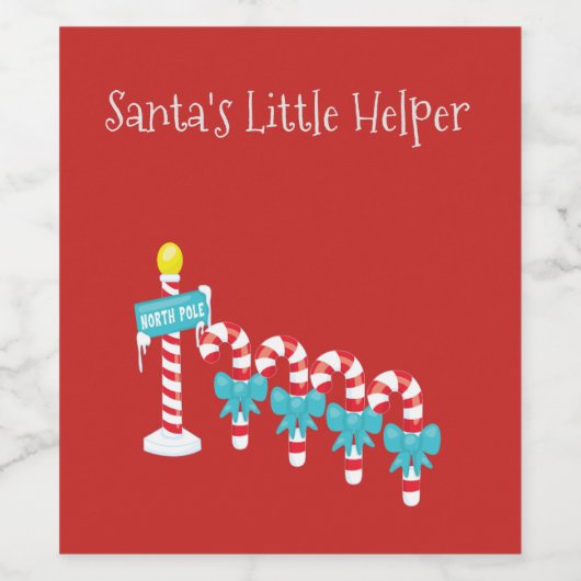 Santa's Little Helper North Pole Candy Canes Wijn Etiket (Enkel label)