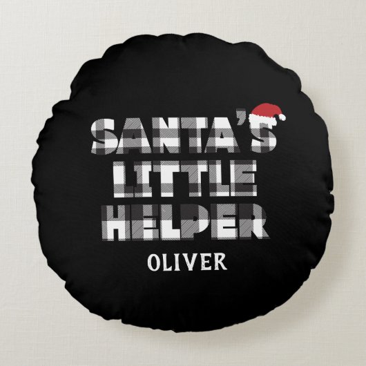 Santa's little helper Personalized  Rond Kussen (Voorkant)