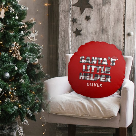 Santa's Little Helper Personalized Rond Kussen