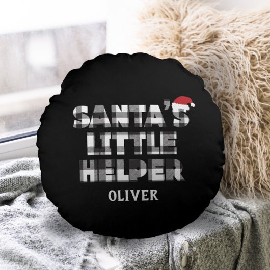 Santa's little helper Personalized  Rond Kussen