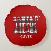 Santa's Little Helper Personalized Rond Kussen (Voorkant)