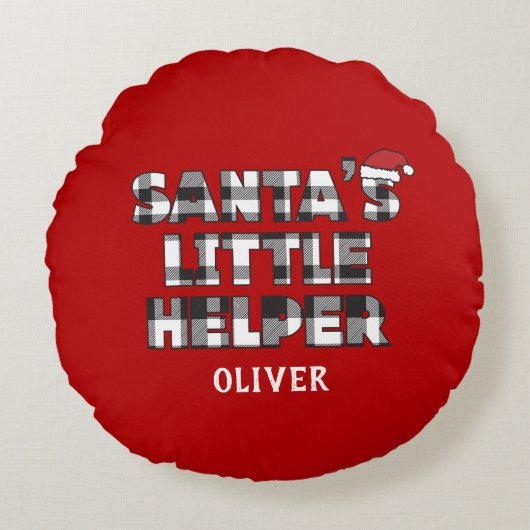 Santa's Little Helper Personalized  Rond Kussen (Voorkant)