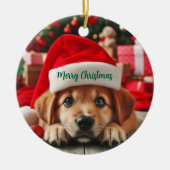 Santa's Little Helper Puppy Keramisch Ornament (Voorkant)