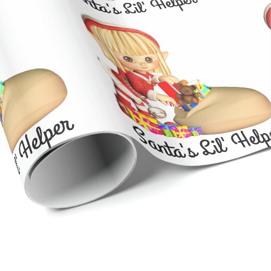 Santa's Little Helper Red Girl Elf Cadeaupapier (Rol Hoek)