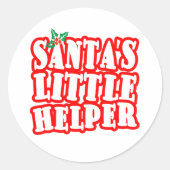 Santas Little Helper Ronde Sticker (Voorkant)