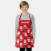 Santa's Little Helper Rood en Wit Meisjes Rood Schort (Gedragen)