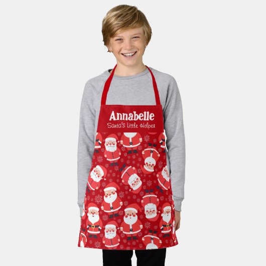 Santa's Little Helper Rood en Wit Meisjes Rood Schort (Gedragen)
