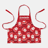 Santa's Little Helper Rood en Wit Meisjes Rood Schort (Voorkant)