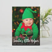 Santa's Little Helper Schattigee Baby Foto Kerstmi Feestdagenkaart (Staand voorkant)