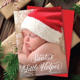 Santa's Little Helper Script Baby Kerstfoto Feestdagenkaart