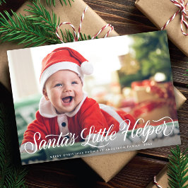 Santa's Little Helper Script Baby Kerstfoto Feestdagenkaart