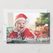 Santa's Little Helper Script Baby Kerstfoto Feestdagenkaart (Voorkant)