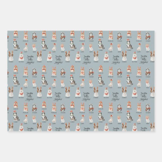 Santa's Little Helpers Dog Reindeer Pattern Inpakpapier Vel (Voorkant 3)