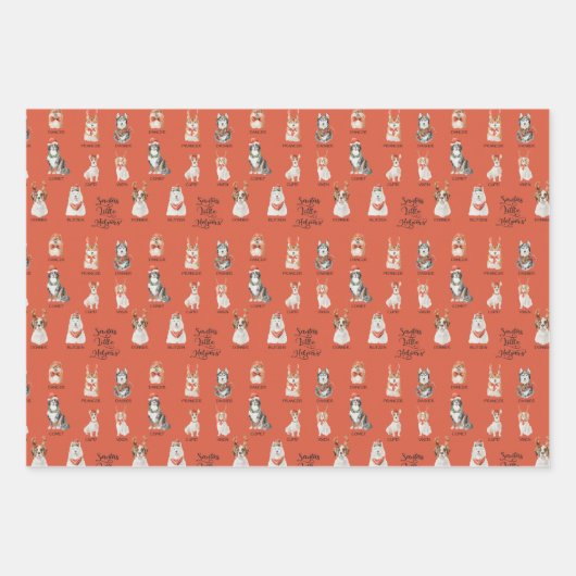 Santa's Little Helpers Dog Reindeer Pattern Inpakpapier Vel (Voorkant 2)