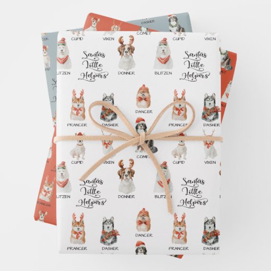 Santa's Little Helpers Dog Reindeer Pattern Inpakpapier Vel (In situ)