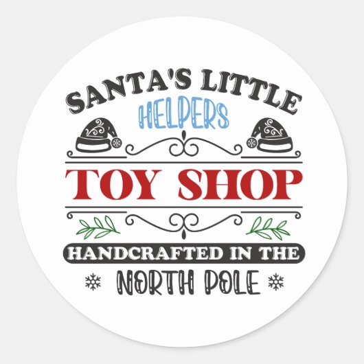 Santa's Little Helpers Handgemaakte Noordpool Ronde Sticker (Voorkant)